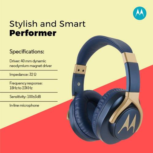 motorola pulse 3 max over ear wired headphones with alexa