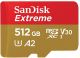SanDisk 512GB Extreme microSDXC UHS-I Memory Card with Adapter - C10, U3, V30, 4K, A2 (SDSQXA1-512G-GN6MA) image 
