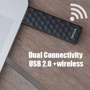 can be connected with USB 2.0 port or wirelesslywith mobile phones