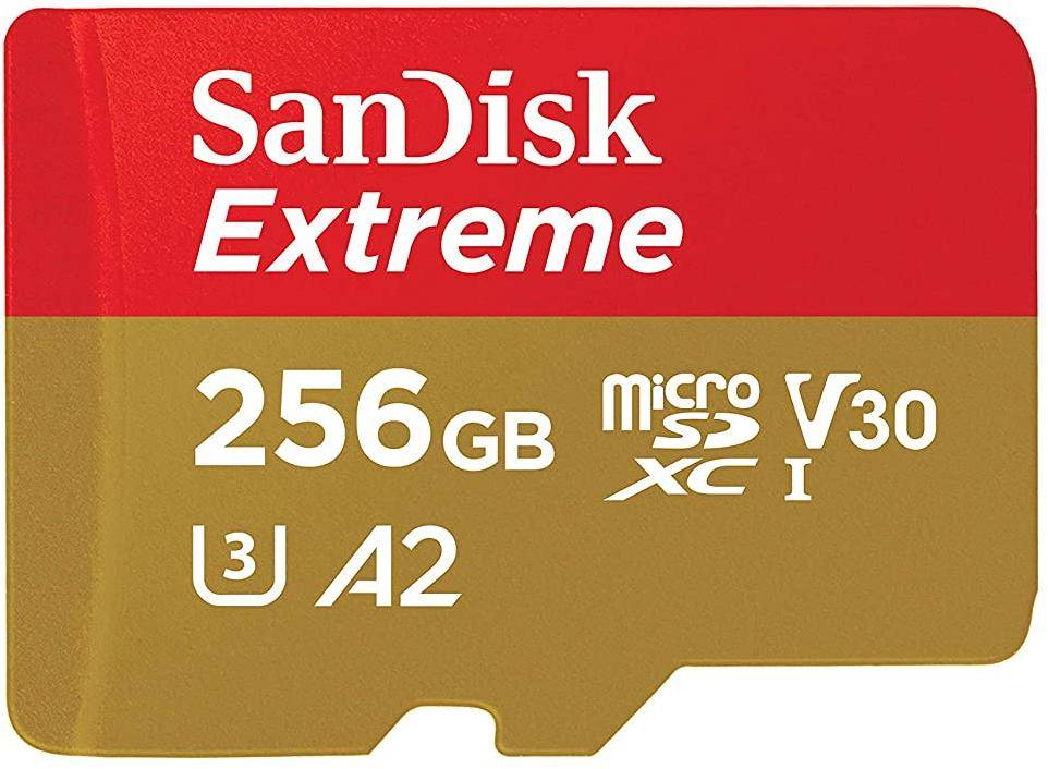 Sandisk Extreme microSDXC UHS-I 256GB Memory Card for 4K Video on Smartphones, Action Cams & Drones (SDSQXA1-256G-GN6MN) zoom image