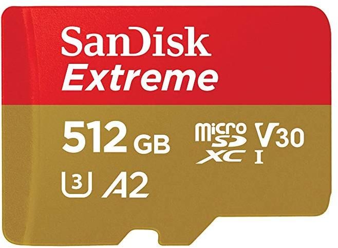 SanDisk 512GB Extreme microSDXC UHS-I Memory Card with Adapter - C10, U3, V30, 4K, A2 (SDSQXA1-512G-GN6MA) zoom image