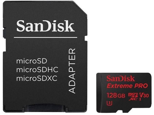 Sandisk 128gb Extreme Pro Micro SDHC UHS-I 4K Card with Adaptor (SDSQXXG-128G-GN6MA) zoom image