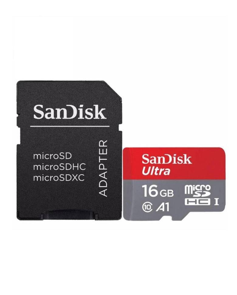 SanDisk 16GB A1 Class 10 microSDXC Memory Card with Adapter zoom image