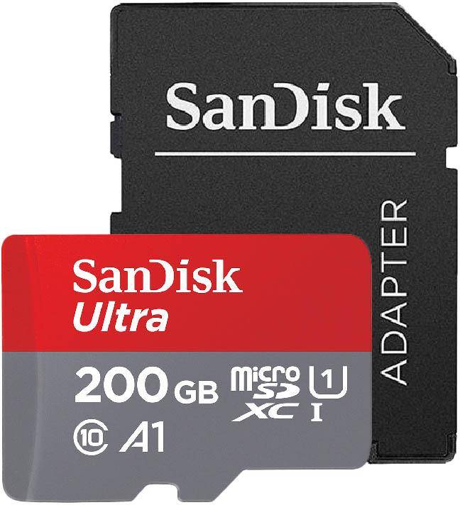 SanDisk Ultra microSDXC 100 mb/s Class 10 UHS-I U1 200 GB Memory Card with Adapter (SDSQUAR-200G-GN6MA) zoom image