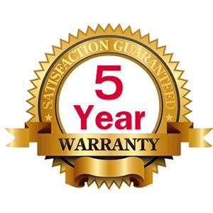 5 year warranty for hassle free experience