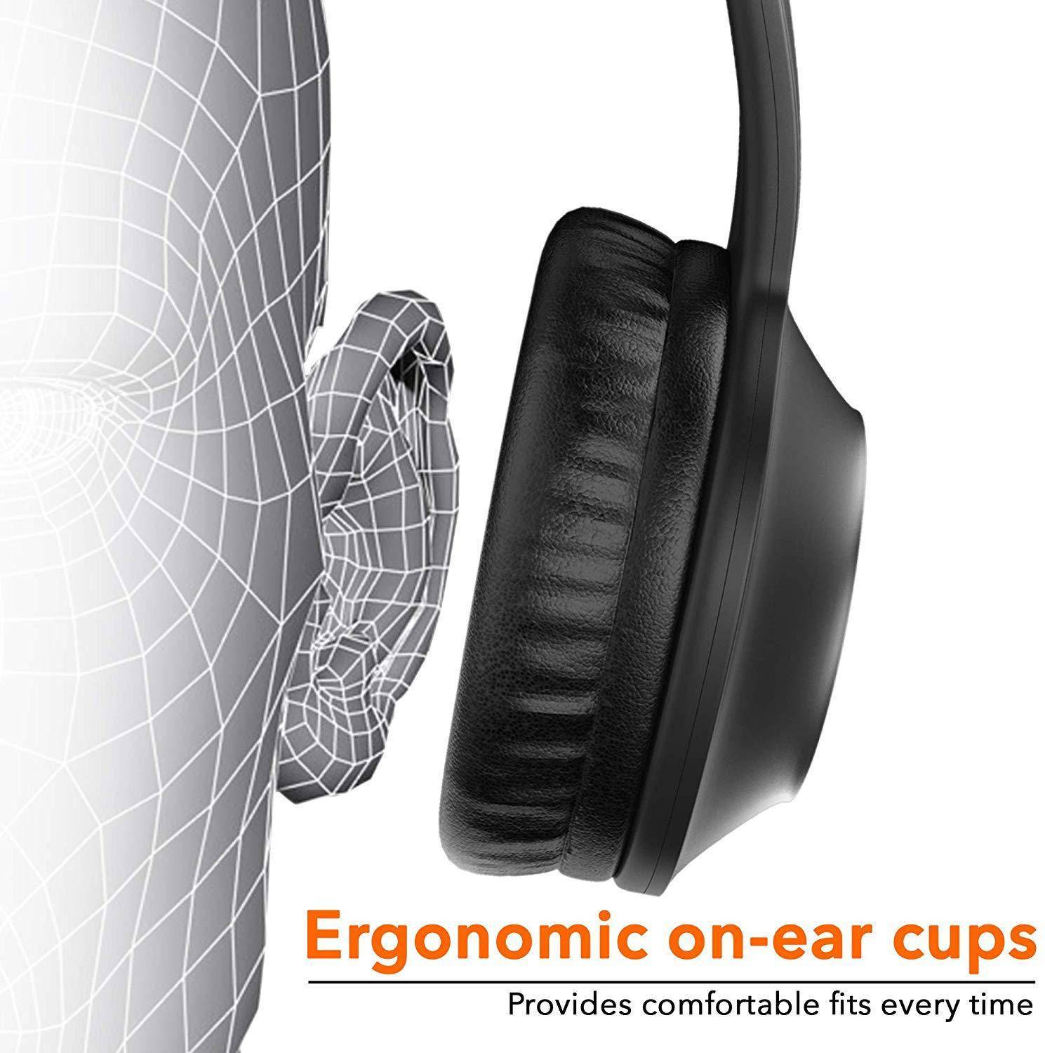 On-ear design with cushions